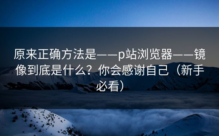 原来正确方法是——p站浏览器——镜像到底是什么？你会感谢自己（新手必看）
