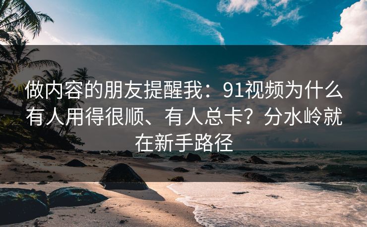 做内容的朋友提醒我：91视频为什么有人用得很顺、有人总卡？分水岭就在新手路径